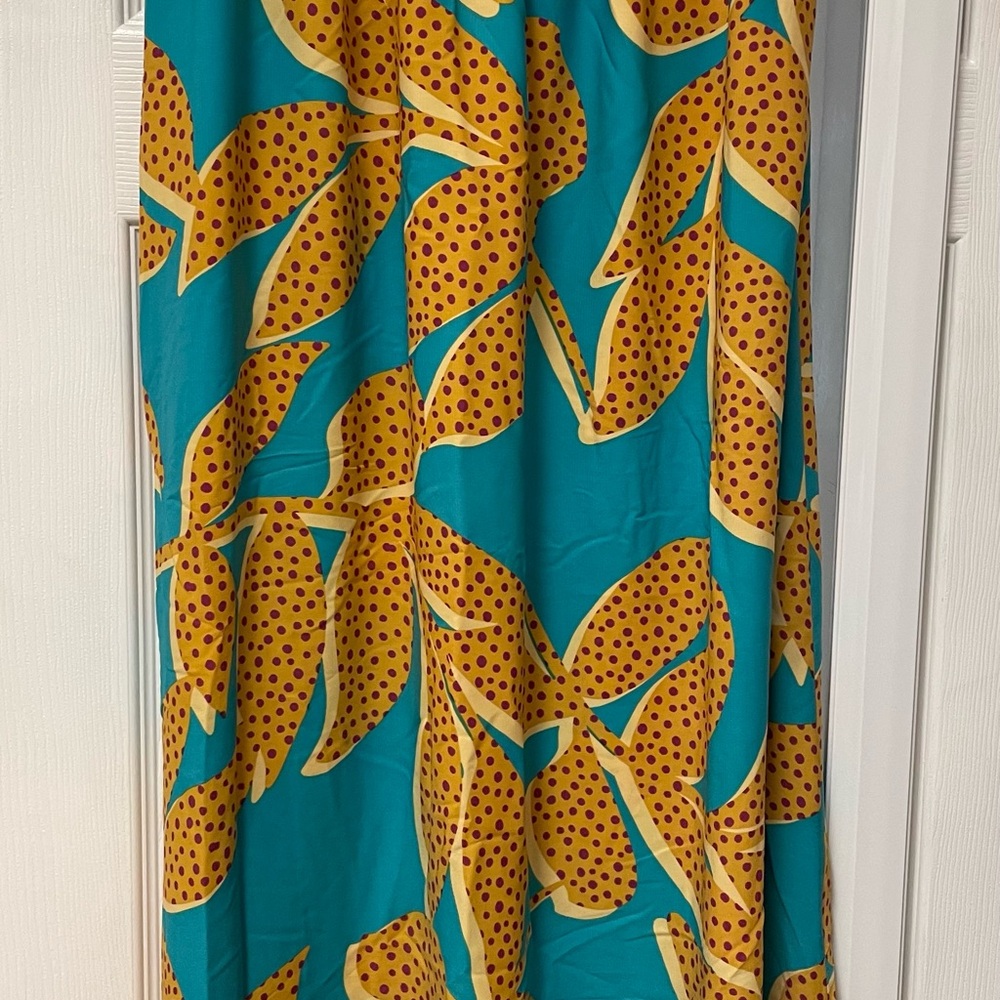 Teal and Yellow Polka Dot Maxi Skirt